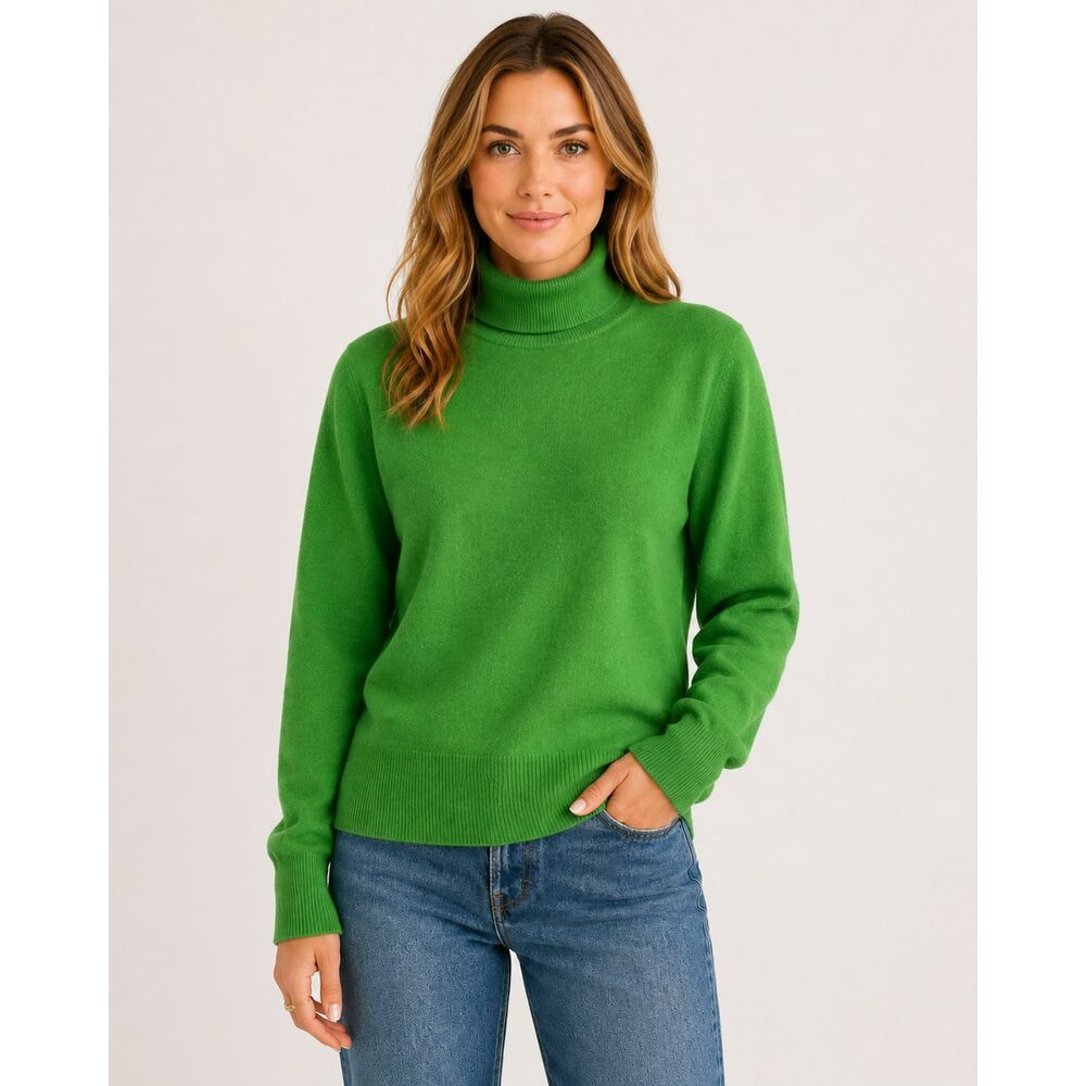 Vintage Benetton Wool Angora Sweater Womens 46 Green Turtleneck Made Italy 80s